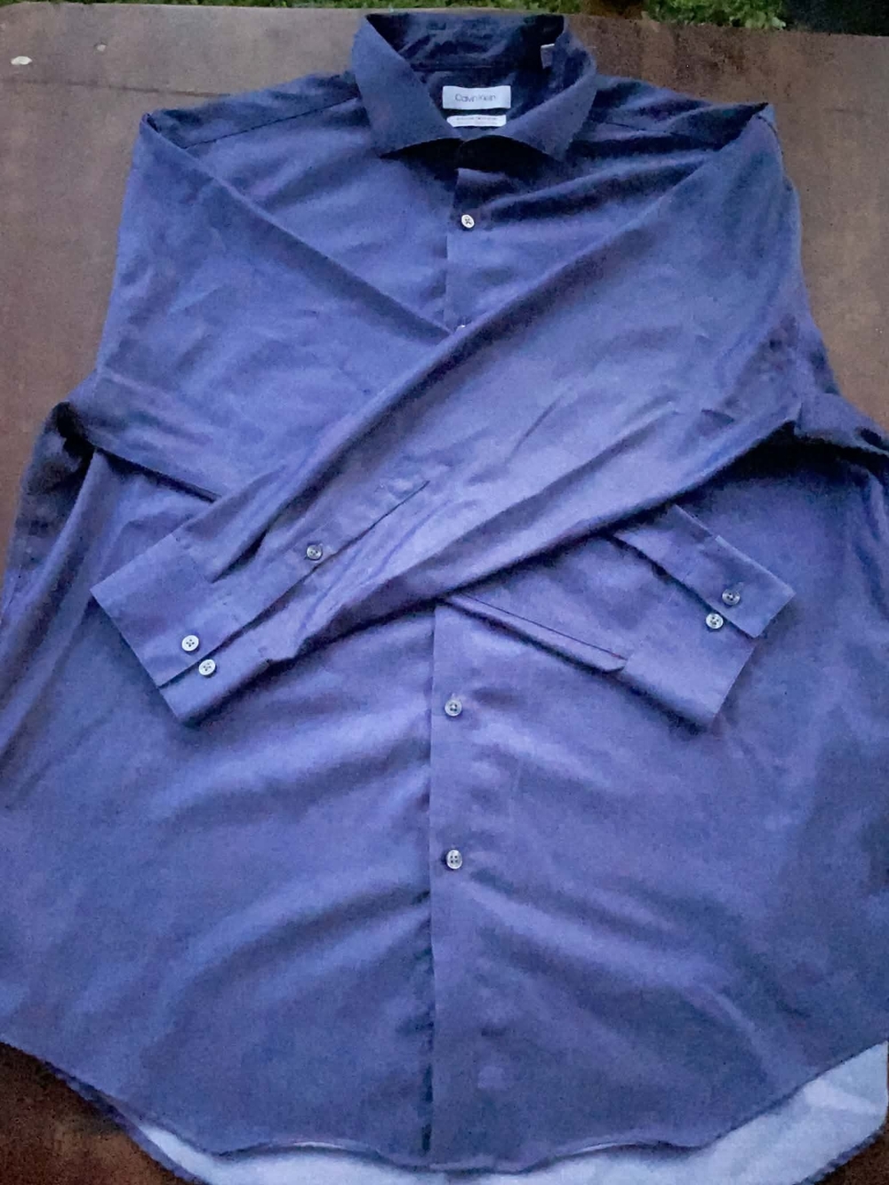 Calvin Klein Men's Dark Blue Button-Front Dress Shirt